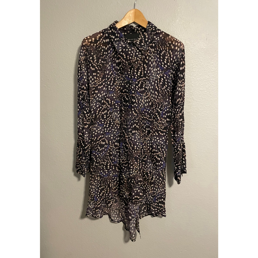 Bitte Kai Rand Womens Tunic EU 38 US 8 Black Abstract Viscose Asymmetric Hem